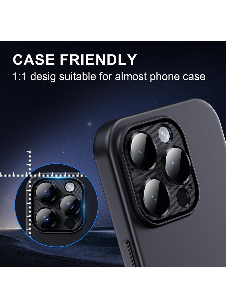 Theodor iPhone 16 Pro Max/ 16 Pro  Camera Lens Protector With 9H Tempered Glass Camera Ring Anti Scratch Metal Plate [Drop Protection], Case Friendly Camera Cover, Black Titanium  - Image 5