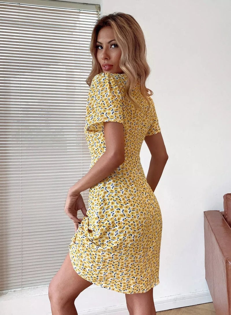 V Neck Ditsy Floral Dress  - Image 2