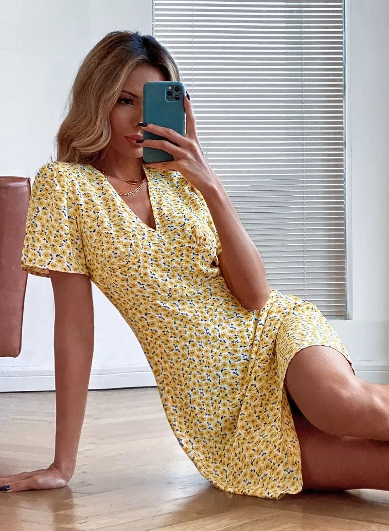 V Neck Ditsy Floral Dress  - Image 1