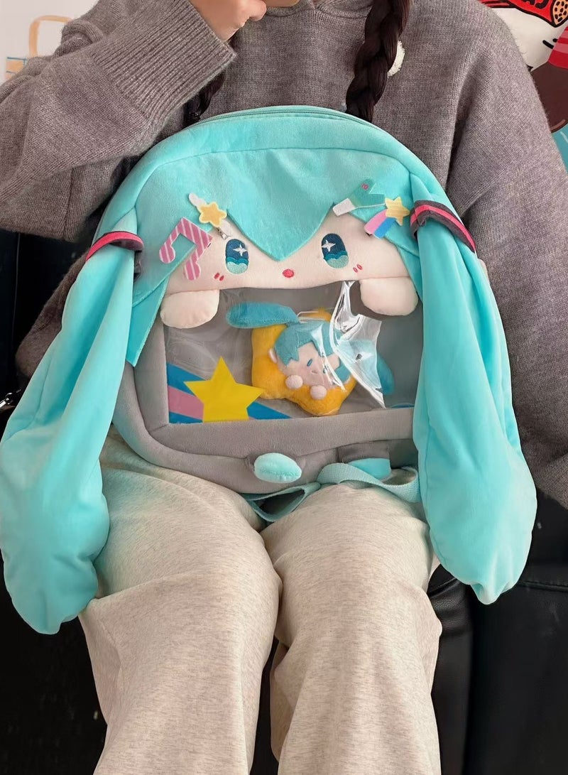 general Hatsune Miku Plush School Bag Backpack Women's Bag Doll Large-capacity Cartoon Backpack - Image 1