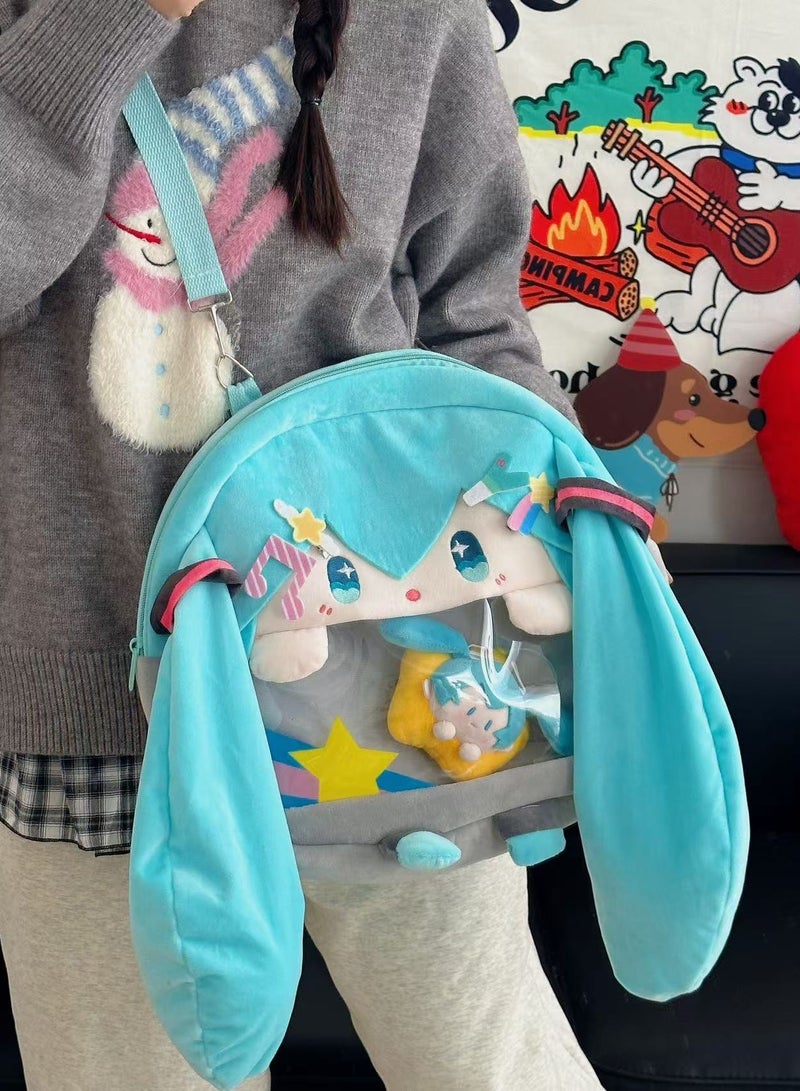 general Hatsune Miku Plush School Bag Backpack Women's Bag Doll Large-capacity Cartoon Backpack - Image 2