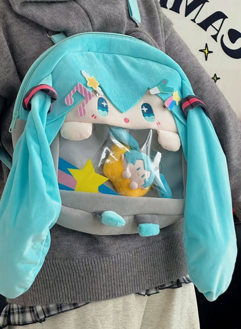 general Hatsune Miku Plush School Bag Backpack Women's Bag Doll Large-capacity Cartoon Backpack - Image 3