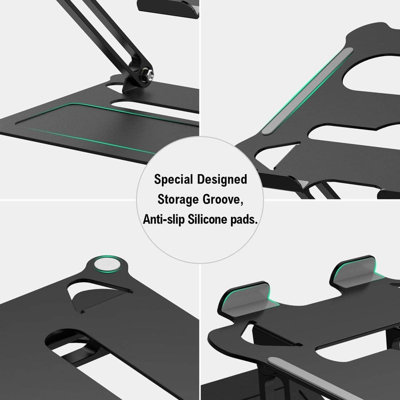 SMILEE Adjustable Laptop Stand For Desk, Multi-Angle Laptop Holder For Laptop Up To 15 Inches, Compatible For Macbook Pro/Air, Surface Laptop (Black) - Image 3