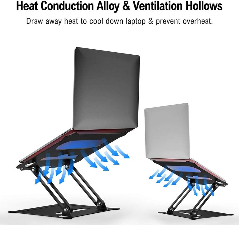 SMILEE Adjustable Laptop Stand For Desk, Multi-Angle Laptop Holder For Laptop Up To 15 Inches, Compatible For Macbook Pro/Air, Surface Laptop (Black) - Image 4