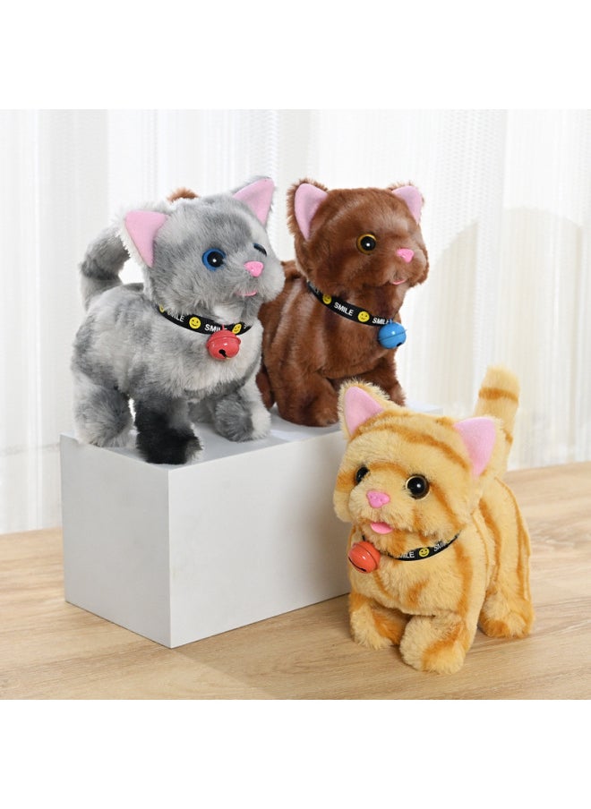 Plush Electric Cat Simulation Cry Walking Nodding Wagging Tail Kitten Puppy Children's Toy Pet Electronic Cat-Color: Bell Chip Cat (white)  - Image 4