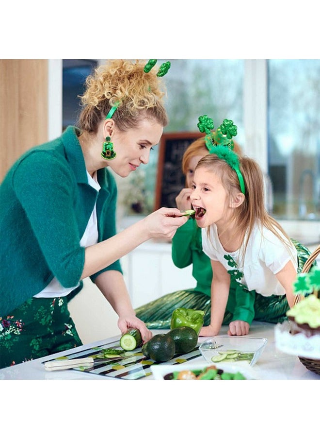 PHALIN - 4 Pairs St. Patrick'S Day Earrings For Women, Beaded Shamrock Earrings Lucky Green Leaf Earrings Top Hat Drop Dangle Earrings Irish Holiday Accessories Jewelry Gifts (Style B) - Image 1