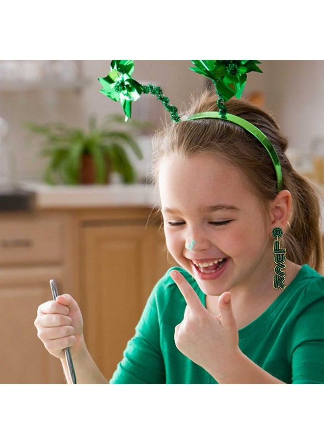 PHALIN - 4 Pairs St. Patrick'S Day Earrings For Women, Beaded Shamrock Earrings Lucky Green Leaf Earrings Top Hat Drop Dangle Earrings Irish Holiday Accessories Jewelry Gifts (Style B) - Image 1