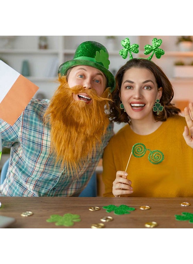 PHALIN - 4 Pairs St. Patrick'S Day Earrings For Women, Beaded Shamrock Earrings Lucky Green Leaf Earrings Top Hat Drop Dangle Earrings Irish Holiday Accessories Jewelry Gifts (Style B) - Image 1