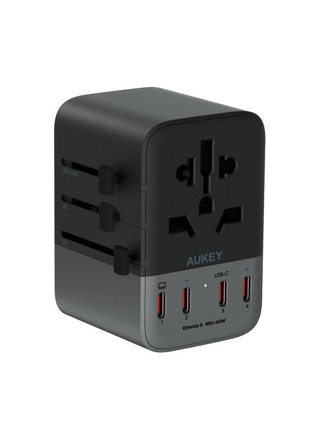 أوكي محول سفر عالمي Aukey Travel Mate 65W GaN PA-TA08A - رمادي - Image 1