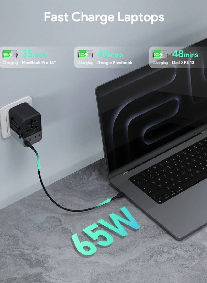 أوكي محول سفر عالمي Aukey Travel Mate 65W GaN PA-TA08A - رمادي - Image 3