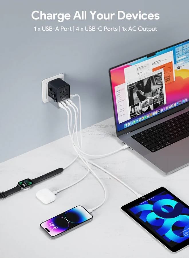أوكي محول سفر عالمي Aukey Travel Mate 65W GaN PA-TA08A - رمادي - Image 4
