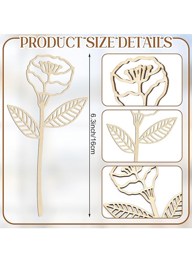 Wffo 18 Pcs Wooden Wildflower Decor Set Wood Flowers Cutout Signs Wildflowers Stems Laser Cut Flowers for Home Birthday Holiday Art DIY Decoration - Image 2