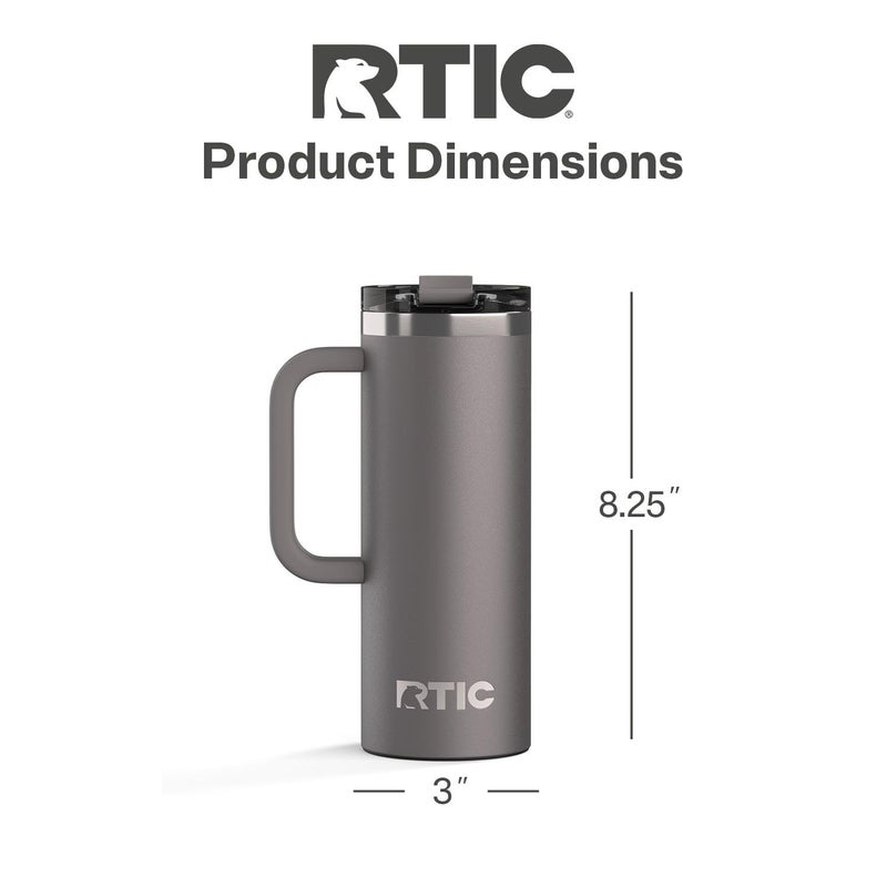 RTIC 20oz Road Trip Travel Mug with Lid and Handle, Ceramic Lined, Insulated, Stainless Steel, Metal, Double Wall Vacuum-Insulation, Portable Coffee, Tea Cup for Hot and Cold Drink, Graphite - Image 4