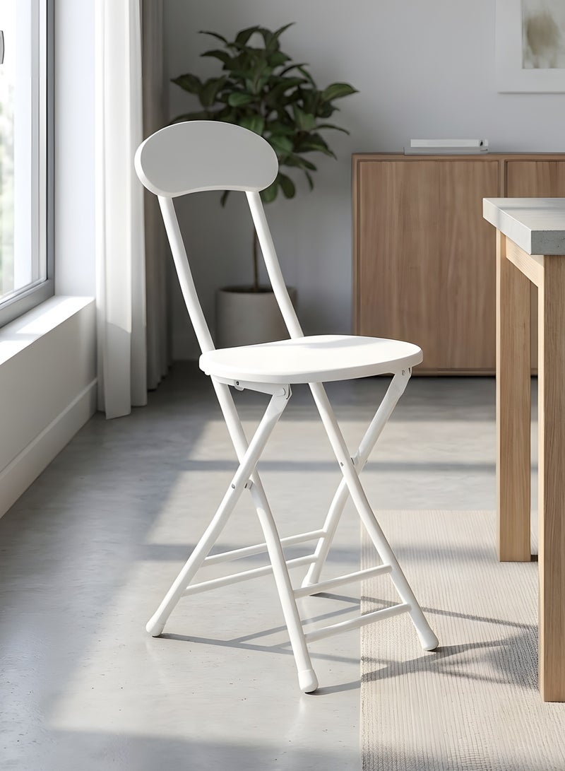 Taimi Folding Chair with Metal Frame and Backrest, Modern Design Dining Chair, Portable Chair for Indoor and Outdoor Use Ideal for Home, Picnics, Fishing, and Camping - White - Image 1
