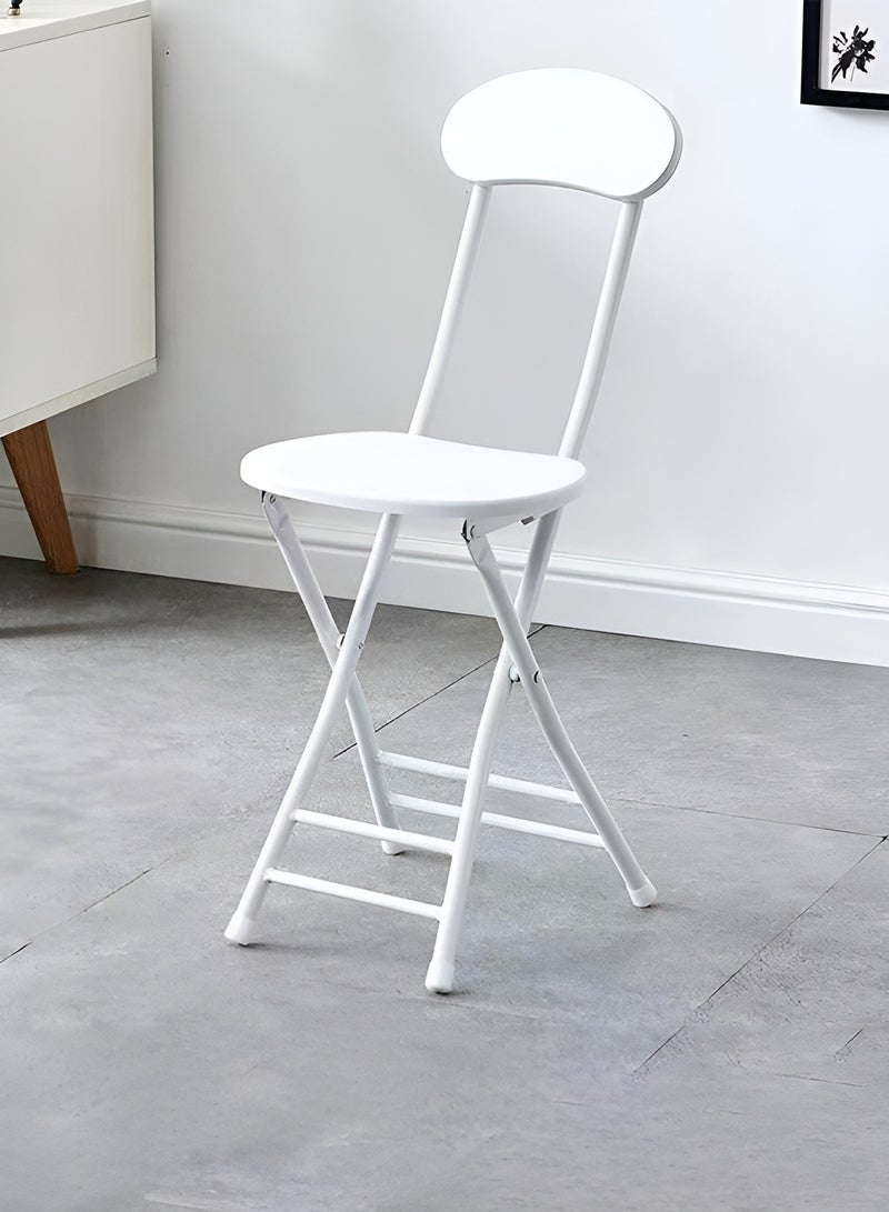 Taimi Folding Chair with Metal Frame and Backrest, Modern Design Dining Chair, Portable Chair for Indoor and Outdoor Use Ideal for Home, Picnics, Fishing, and Camping - White - Image 2