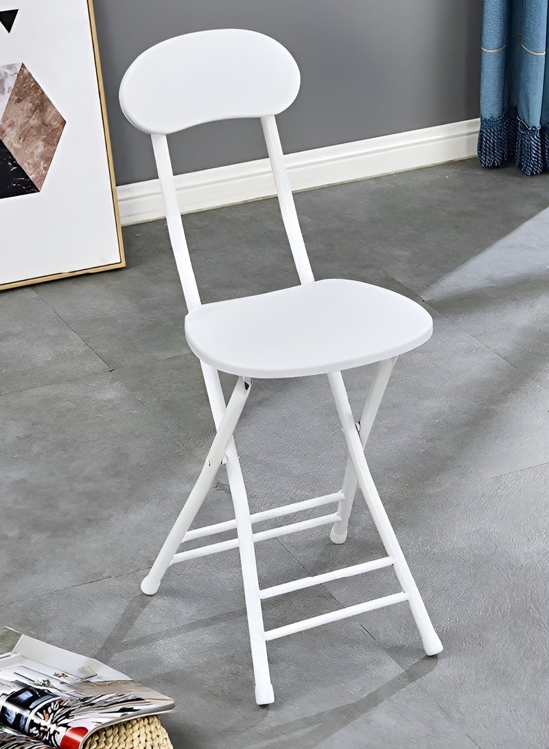 Taimi Folding Chair with Metal Frame and Backrest, Modern Design Dining Chair, Portable Chair for Indoor and Outdoor Use Ideal for Home, Picnics, Fishing, and Camping - White - Image 3