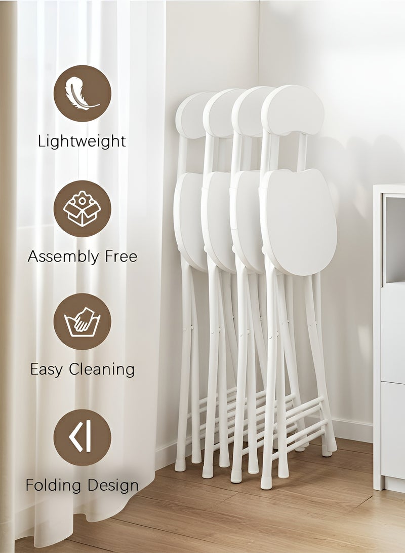 Taimi Folding Chair with Metal Frame and Backrest, Modern Design Dining Chair, Portable Chair for Indoor and Outdoor Use Ideal for Home, Picnics, Fishing, and Camping - White - Image 5