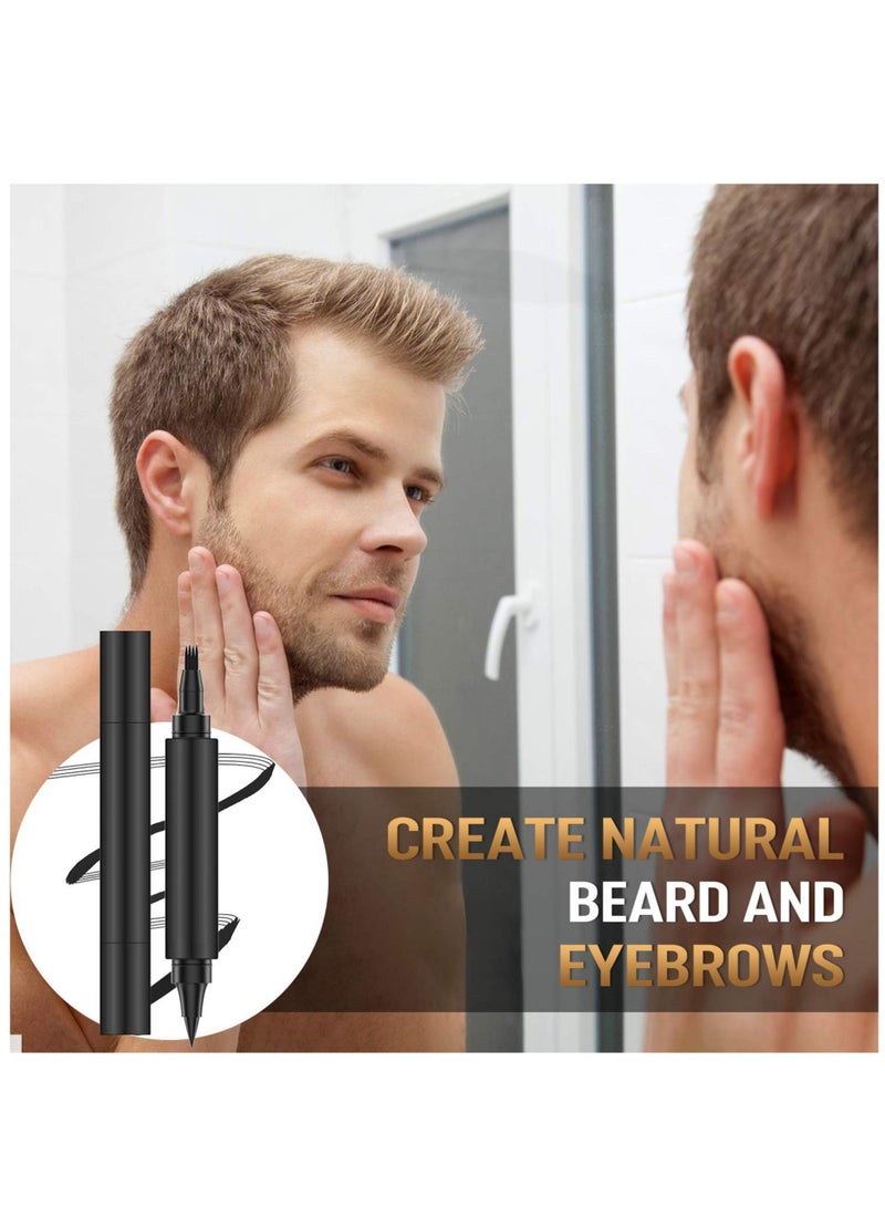 New Upgraded Waterproof Double Headed Beard Filling Pen Set Dark Brown - Image 5
