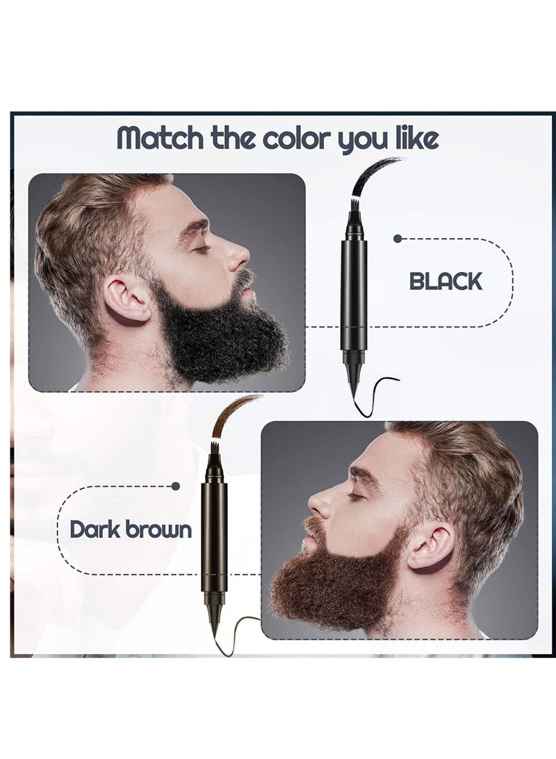 New Upgraded Waterproof Double Headed Beard Filling Pen Set Dark Brown - Image 4
