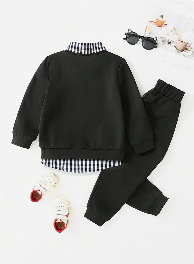 تايك تو Take Two Boys Black Solid Sweatshirt and Joggers Set