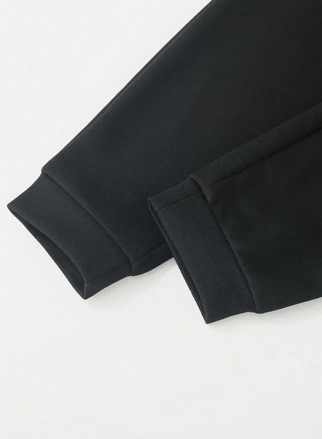 تايك تو Take Two Boys Black Solid Sweatshirt and Joggers Set