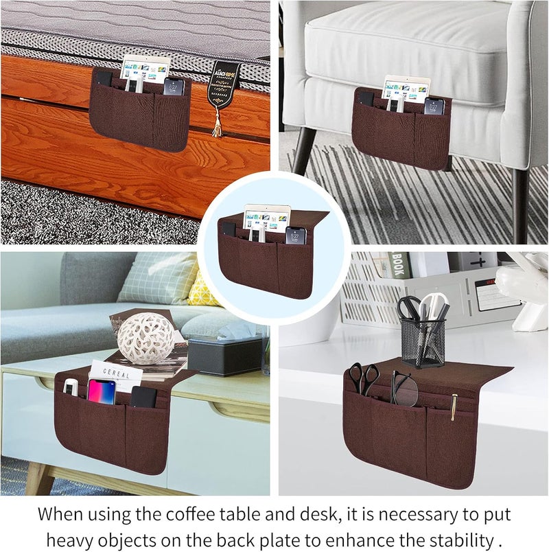 SYSOV Bedside Caddy Bedside Storage Organizer Magazine Phone Tablet iPad Remote Holder, Organizer Caddy for Home College Dorm Bed, Sofa, Bunk Bed (Brown) - Image 5