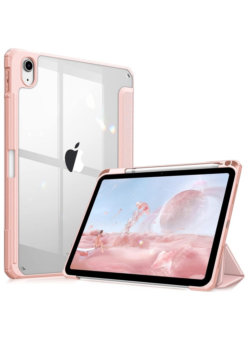 ماهمير جراب لجهاز iPad (A16) مقاس 11 بوصة من الجيل الحادي عشر 2025 iPad 11 جراب/جراب لجهاز iPad من الجيل العاشر مقاس 10.9 بوصة (موديل 2022) - [حامل قلم مدمج] غطاء مقاوم للصدمات مع ظهر شفاف شفاف، وحماية من الوسادة الهوائية بأربع زوايا (ذهبي وردي)  - Image 1