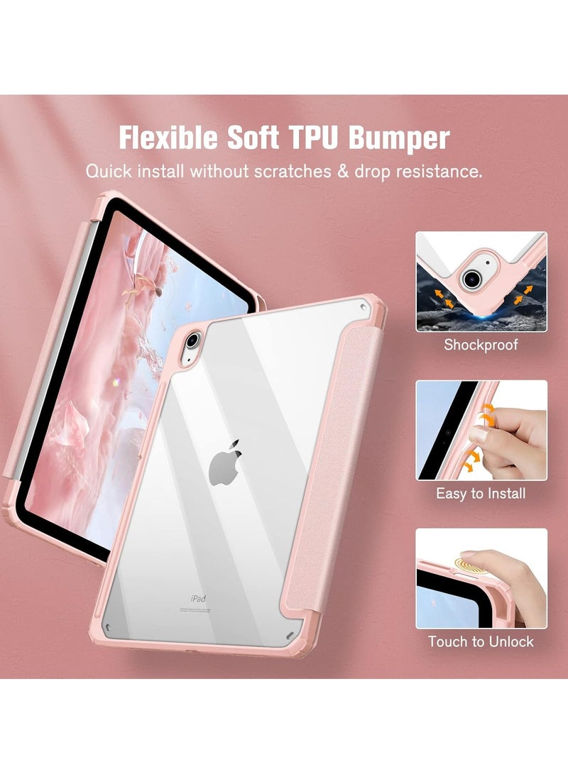 ماهمير جراب لجهاز iPad (A16) مقاس 11 بوصة من الجيل الحادي عشر 2025 iPad 11 جراب/جراب لجهاز iPad من الجيل العاشر مقاس 10.9 بوصة (موديل 2022) - [حامل قلم مدمج] غطاء مقاوم للصدمات مع ظهر شفاف شفاف، وحماية من الوسادة الهوائية بأربع زوايا (ذهبي وردي)  - Image 2
