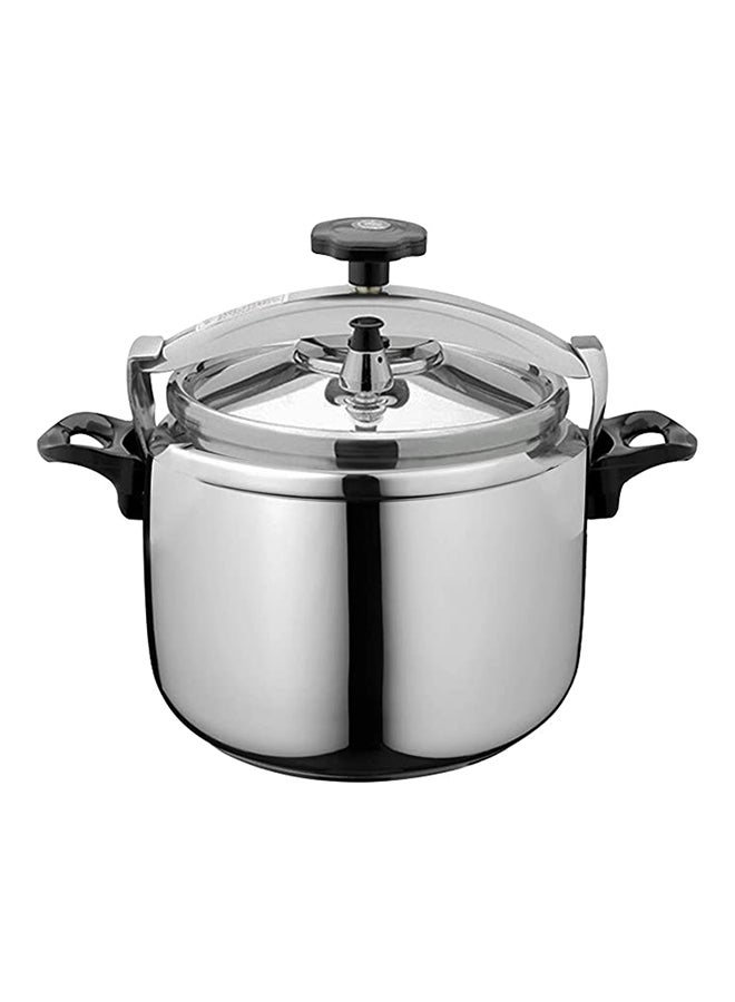 9.0 Liter Aluminum Silver Pressure Cooker with Secure Locking Lid for Kitchens Dishwasher Safe Induction Compatible Fast Cooking Pot for Rice Meat and Vegetables