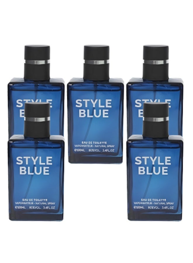 Style 5 Pieces Style Blue Perfume For Men 100ml EDT - Image 1