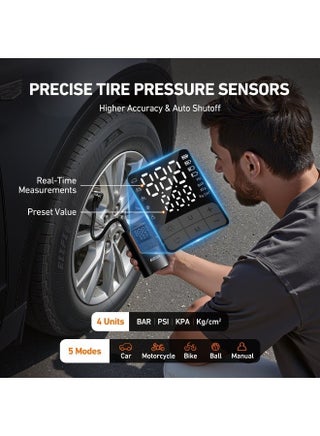 AstroAI Cordless Portable Car Tyre Inflator L7Pro 5200mAh 150 PSI Car Air Pump Air Compressor with Auto Stop and LED Light Fast Portable Bike Pump 7.4V 2600mAh x 2 Fast Inflation Digital Pressure Gauge with LCD Dual Screen for Car Bicycle Motorcycle Ball - view 4