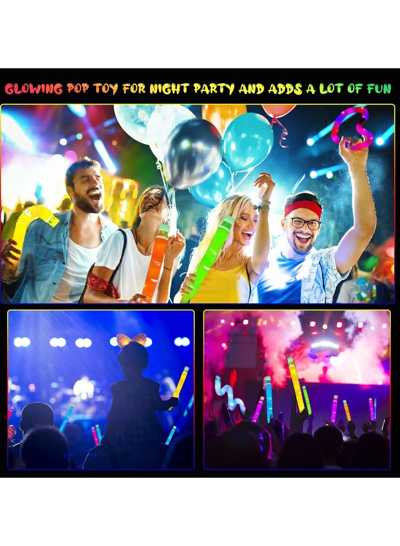 KASTWAVE 12 PACK LED Light Up Pop Fidget Tubes Party Favors Sensory Fidget Toys Large Glow Sticks Glow in The Dark Party Supplies Jawhock LED Light Up Pop Fidget Tubes Goodie Bag Stuffers for Kids - Image 5
