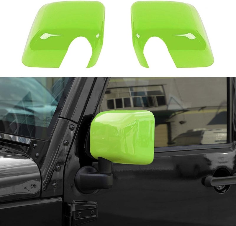 SQQP Side Mirror Covers Trim Decoration Kit for Jeep Wrangler 2007-2018 JK JKU (Green) - Image 1