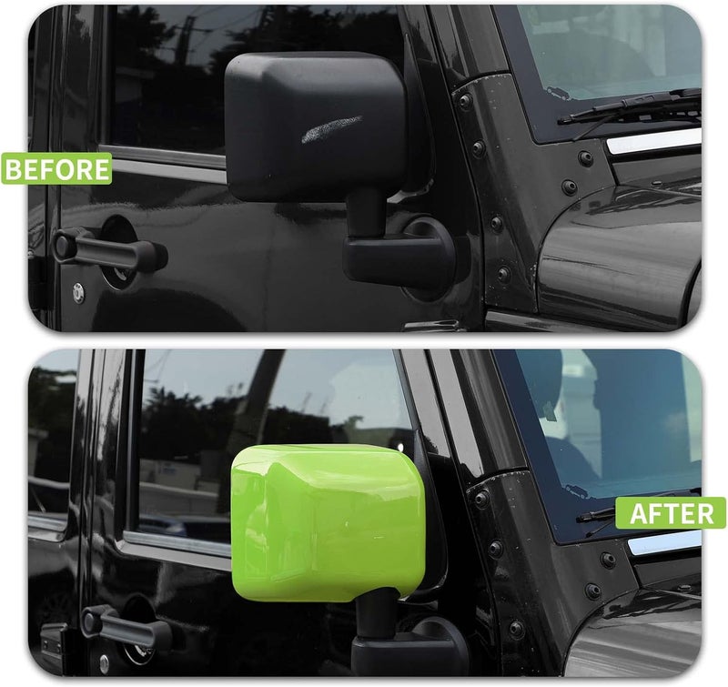 SQQP Side Mirror Covers Trim Decoration Kit for Jeep Wrangler 2007-2018 JK JKU (Green) - Image 2