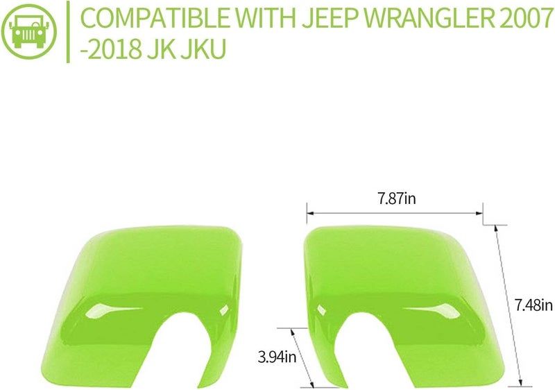 SQQP Side Mirror Covers Trim Decoration Kit for Jeep Wrangler 2007-2018 JK JKU (Green) - Image 4