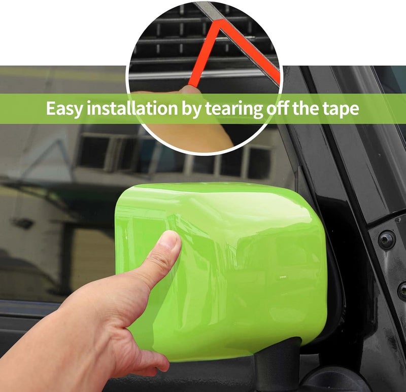 SQQP Side Mirror Covers Trim Decoration Kit for Jeep Wrangler 2007-2018 JK JKU (Green) - Image 5