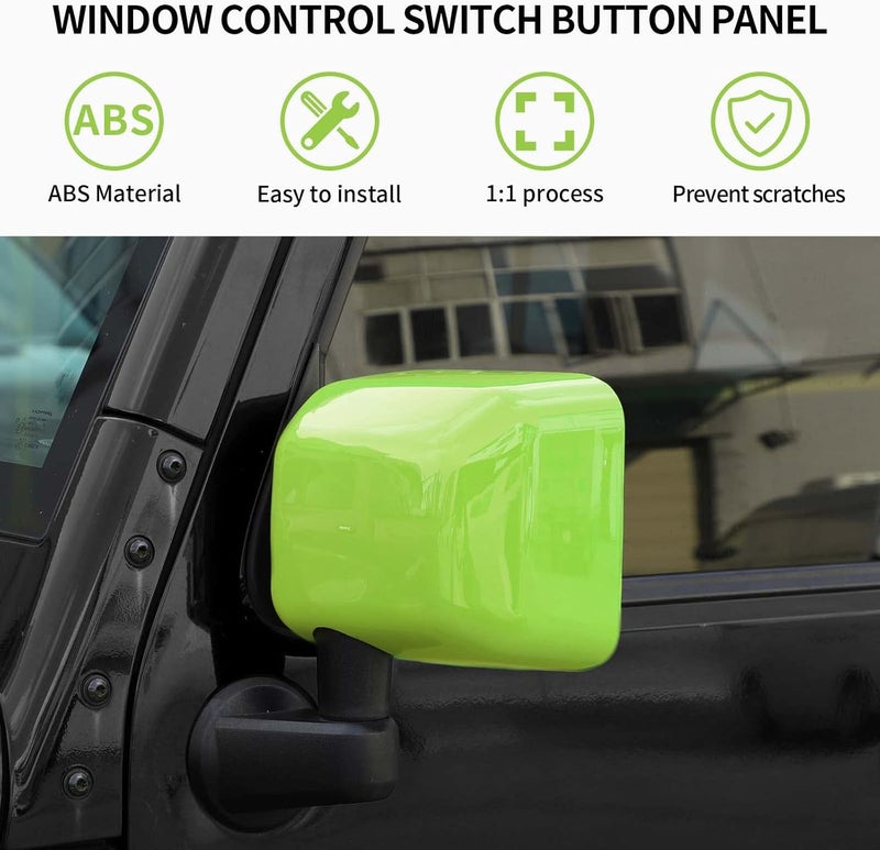 SQQP Side Mirror Covers Trim Decoration Kit for Jeep Wrangler 2007-2018 JK JKU (Green) - Image 3