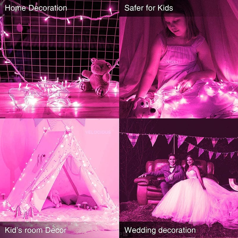 VELOCIOUS Velocious Pink Led Rice Light for Decoration String and Series Light for Diwali Christmas Indoor Outdoor Decoration Bedroom Wedding Birthday Party Patio12 Meter 40 Foot Pink  - Image 5