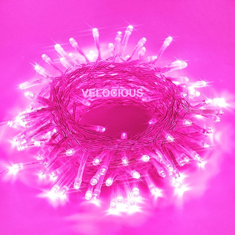 VELOCIOUS Velocious Pink Led Rice Light for Decoration String and Series Light for Diwali Christmas Indoor Outdoor Decoration Bedroom Wedding Birthday Party Patio12 Meter 40 Foot Pink  - Image 1