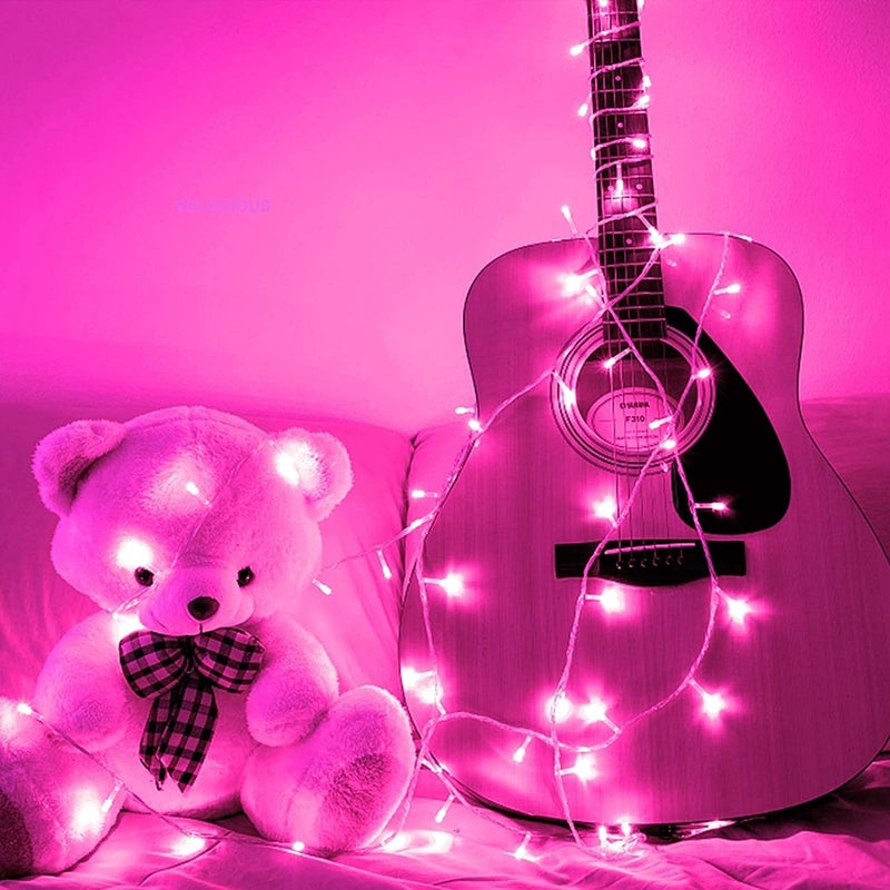VELOCIOUS Velocious Pink Led Rice Light for Decoration String and Series Light for Diwali Christmas Indoor Outdoor Decoration Bedroom Wedding Birthday Party Patio12 Meter 40 Foot Pink  - Image 2