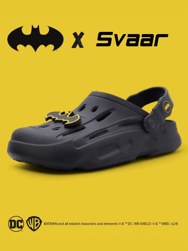 SVAAR Batman Men's Sturdy Clogs With Authentic Batman Charms And Adjustable Back Strap Black, 7 UK - Image 2