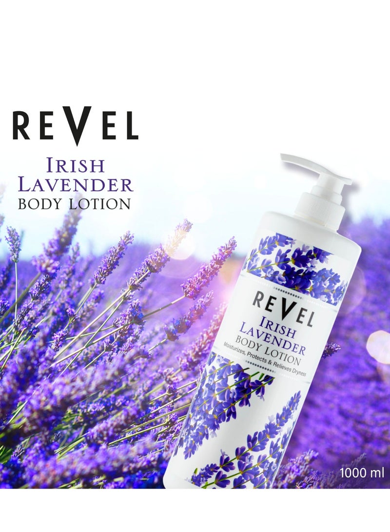 Revel Skin Care Irish Lavender Body Lotion 1000ml, Moisturizers, Protect & Relieves Dryness, Refreshes Skin, All Skin Types, For Men & Women, Daily Use - Image 2