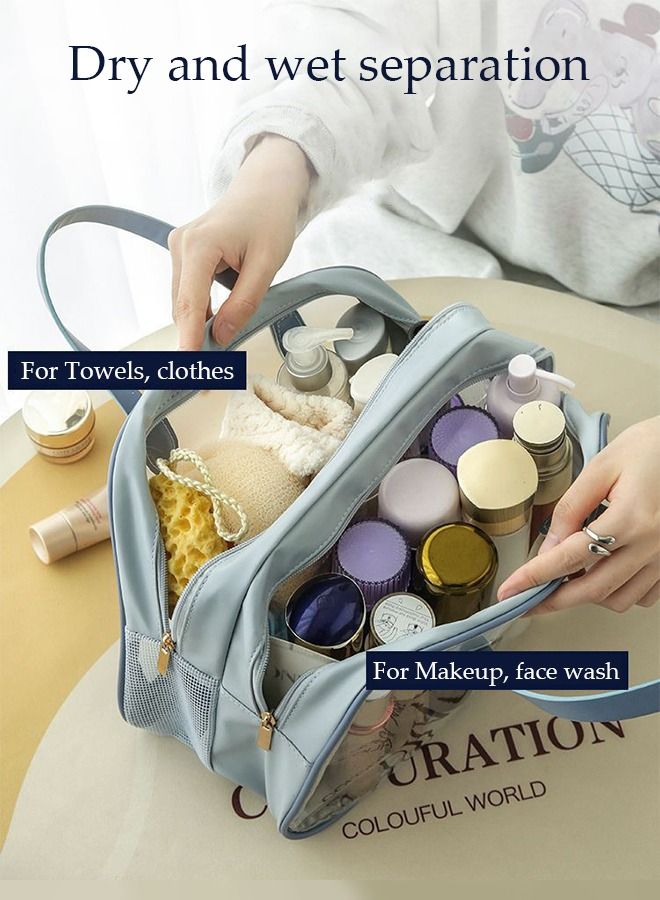 DUNISO Makeup Bag for Women and Men Cosmetic Bag with Wet and Dry Pocket Waterproof Travel Toiletry Bag Storage Organizer Case for Accessories Shampoo Toiletries - Image 4