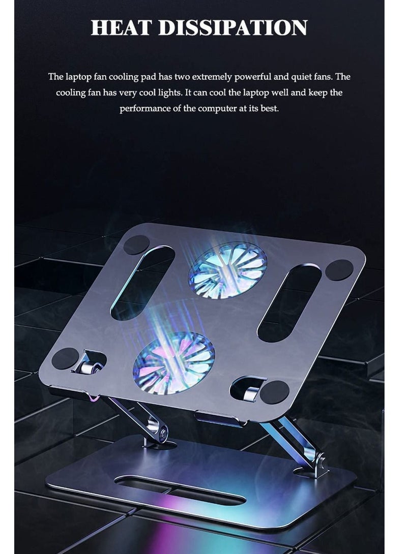 KASTWAVE Portable Laptop Holder with Cooling Fan Height Adjustable Ergonomic Computer Stand for Desk Compatible with 9-15.6 inch Laptops Silvery - Image 3
