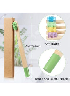 BOAO 10 Pieces Kids Bamboo Toothbrush Natural Soft Bristle Toothbrush Wooden Toothbrushes Toddlers Adults Natural Wood Organic Toothbrush BPA-Free Color Travel(Kids)  - Image 2