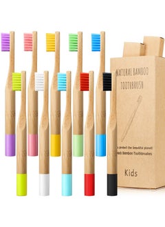 BOAO 10 Pieces Kids Bamboo Toothbrush Natural Soft Bristle Toothbrush Wooden Toothbrushes Toddlers Adults Natural Wood Organic Toothbrush BPA-Free Color Travel(Kids)  - Image 1
