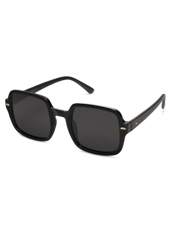 Sojos Retro Square Polarized Sunglasses For Women Men Classic Trendy Sunnies Sj2226 Black Grey  - Image 1