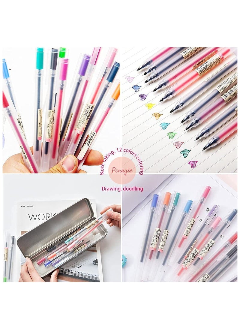 phomemo Gel Pens 12 Colors, Ball Point Pens Fine Point, 0.5 mm Ink Pen, Note Taking Pens for Japanese Korean Office School Stationery Supplies  - Image 3