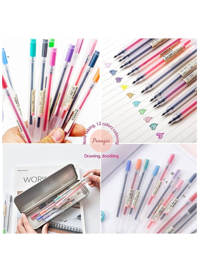 phomemo Gel Pens 12 Colors, Ball Point Pens Fine Point, 0.5 mm Ink Pen, Note Taking Pens for Japanese Korean Office School Stationery Supplies - Image 3