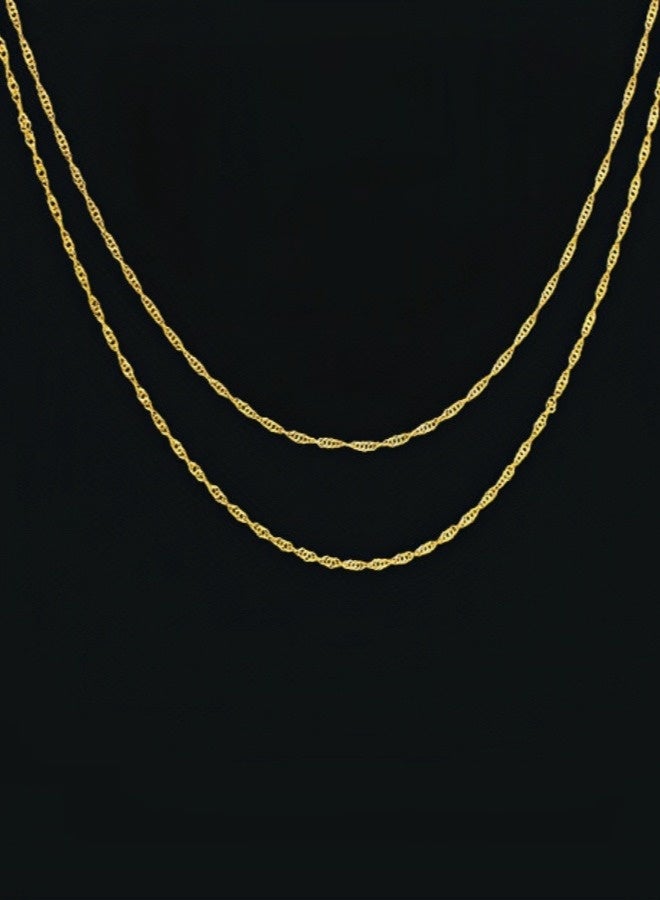PORSTOO 18k Gold-plated Water Wave Chain Necklace For Women, Versatile In Different Lengths (45cm, 60cm) For Daily Wear | Best Gift Choice (party/wedding/birthday) - Image 5